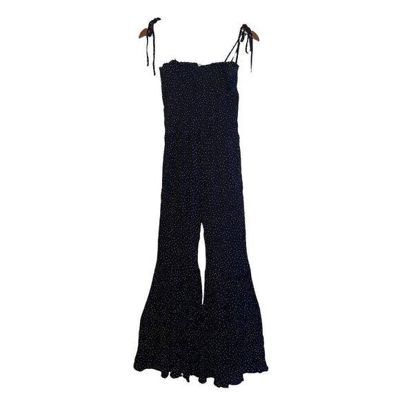 Entro Black & White Sleeveless Polka Dot Jumpsuit with Flared Legs  Size Med - Picture 1 of 13